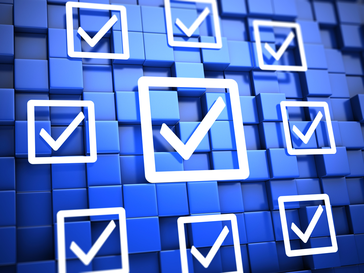 several tick boxes on blue background - tax year checklist