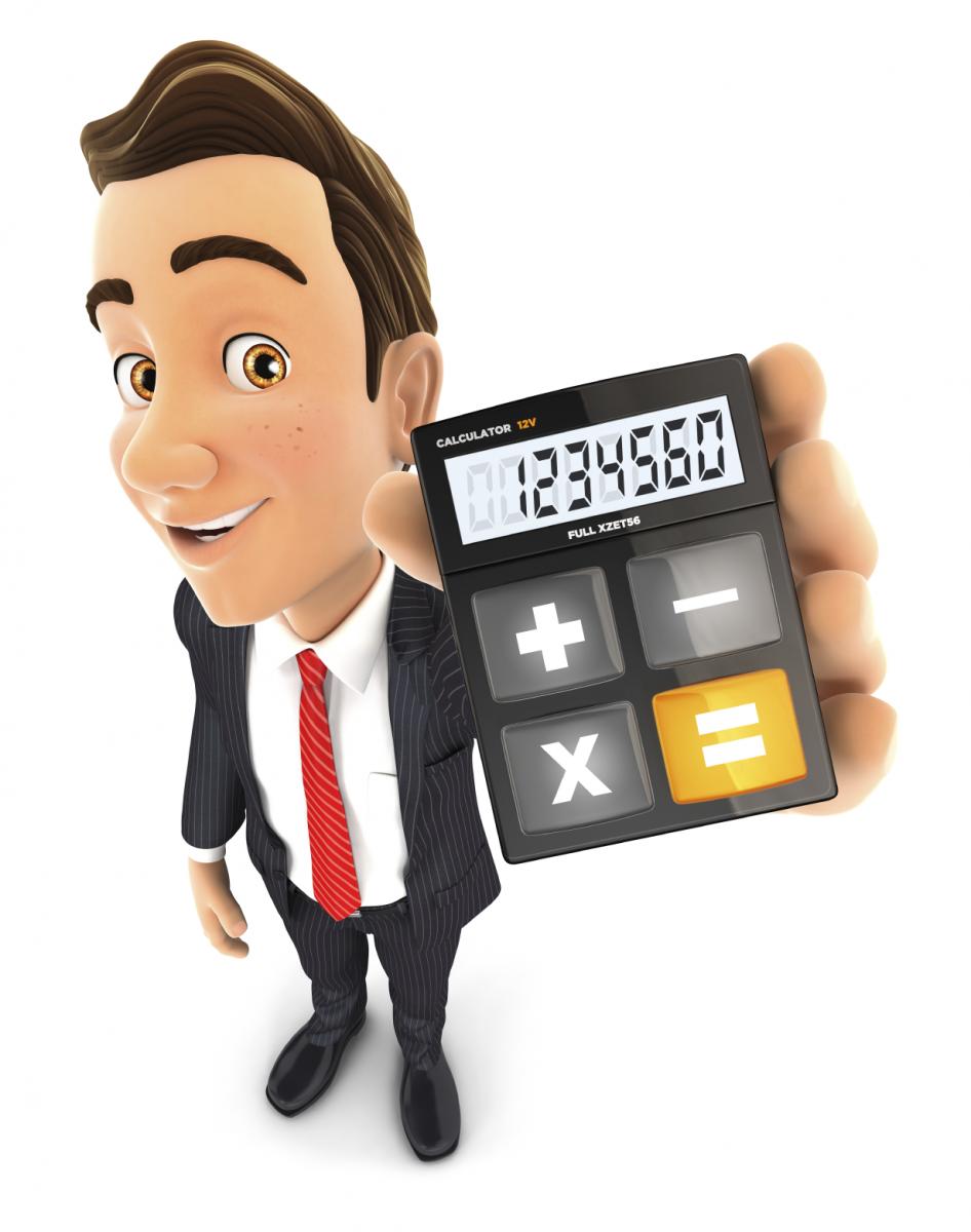 cartoon man with calculator