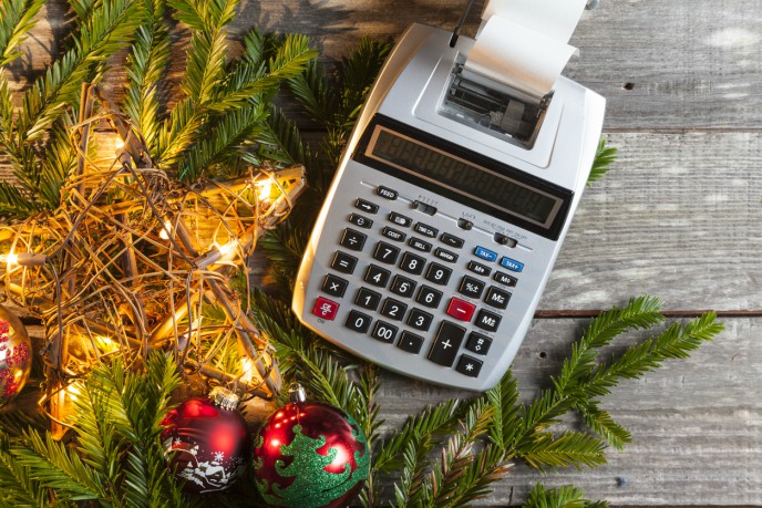 christmas scene with calculator