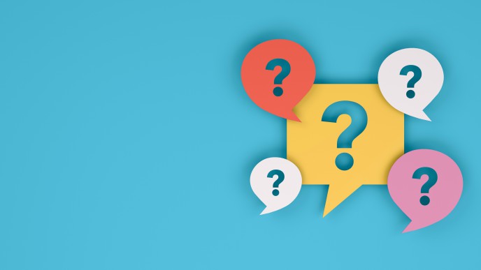 Common bookkeeping terms and what they mean - blue background with question marks
