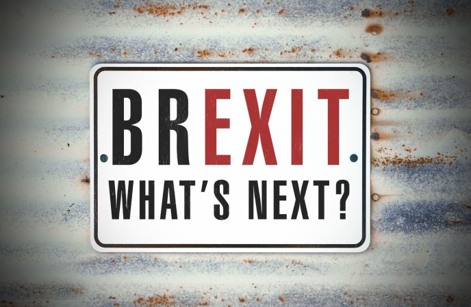 Brexit - what's next for payroll and accounting - sign saying Brexit What's Next