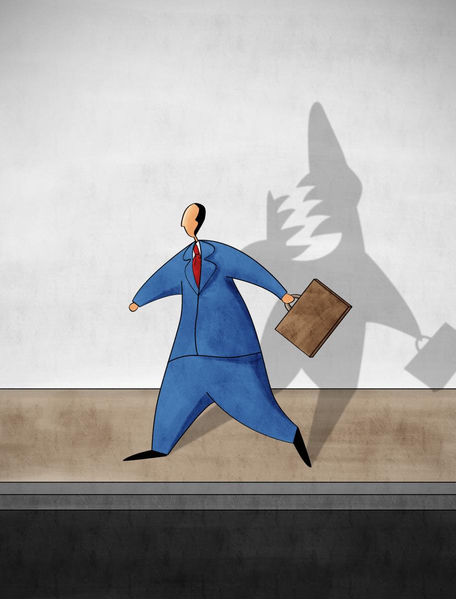 financial scams - illustration of man with briefcase