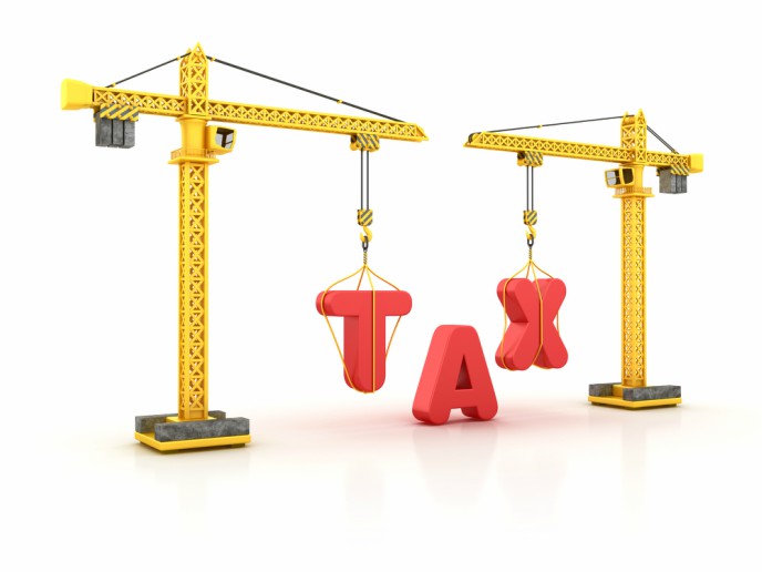Subcontractor in the construction industry claim Construction Industry Scheme (CIS) refunds - yellow crane lifting the word tax
